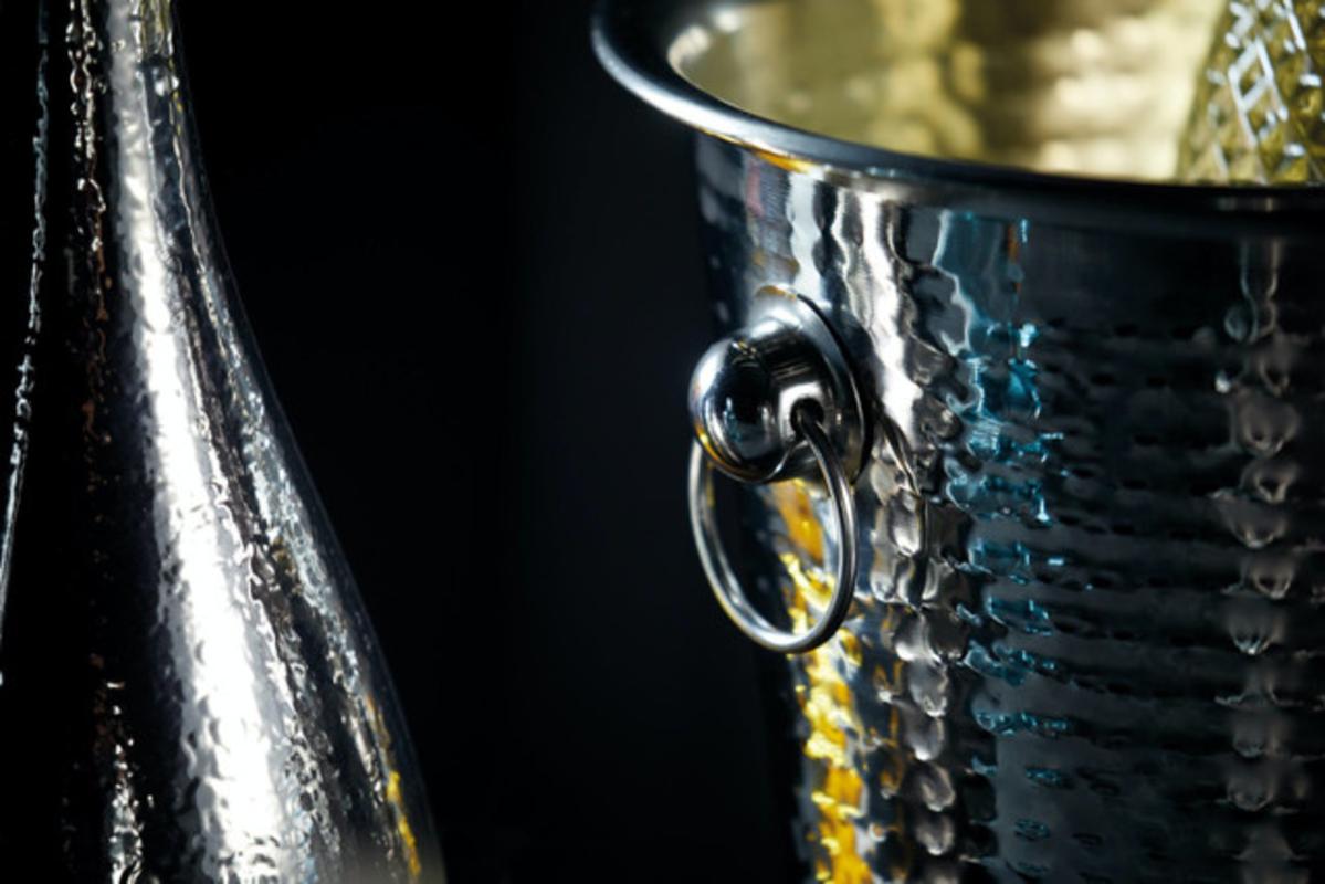 BarCraft Hammered Stainless Steel Wine Cooler | Elegant Champagne Prosecco Cava Bucket