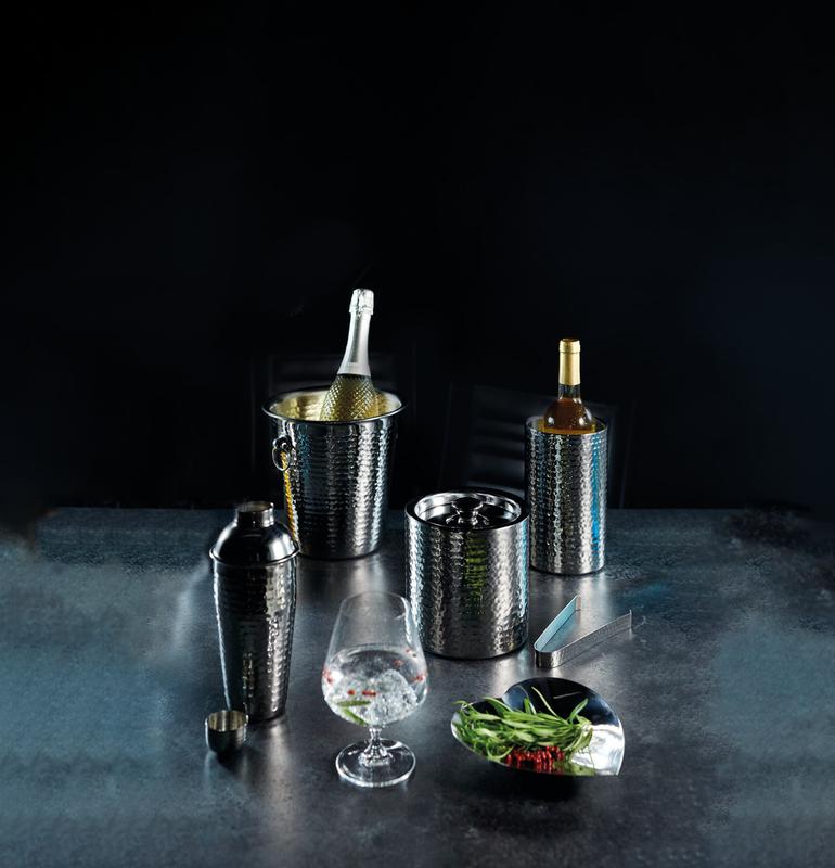 BarCraft Hammered Stainless Steel Wine Cooler | Elegant Champagne Prosecco Cava Bucket