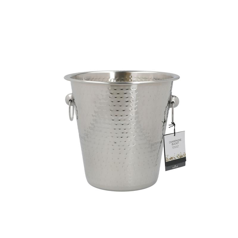 BarCraft Hammered Stainless Steel Wine Cooler | Elegant Champagne Prosecco Cava Bucket