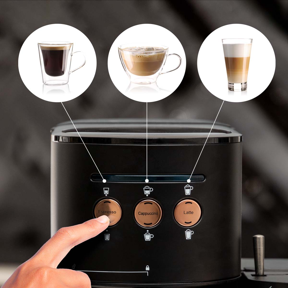BluMill Coffee Machine: Espresso, Cappuccino, Latte Maker with Milk Frother