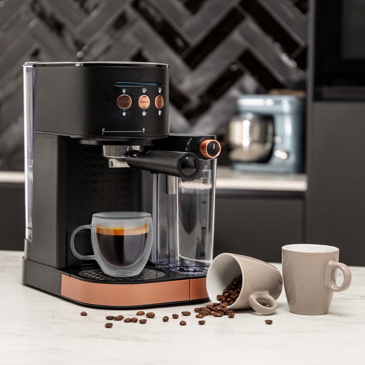 BluMill Coffee Machine: Espresso, Cappuccino, Latte Maker with Milk Frother