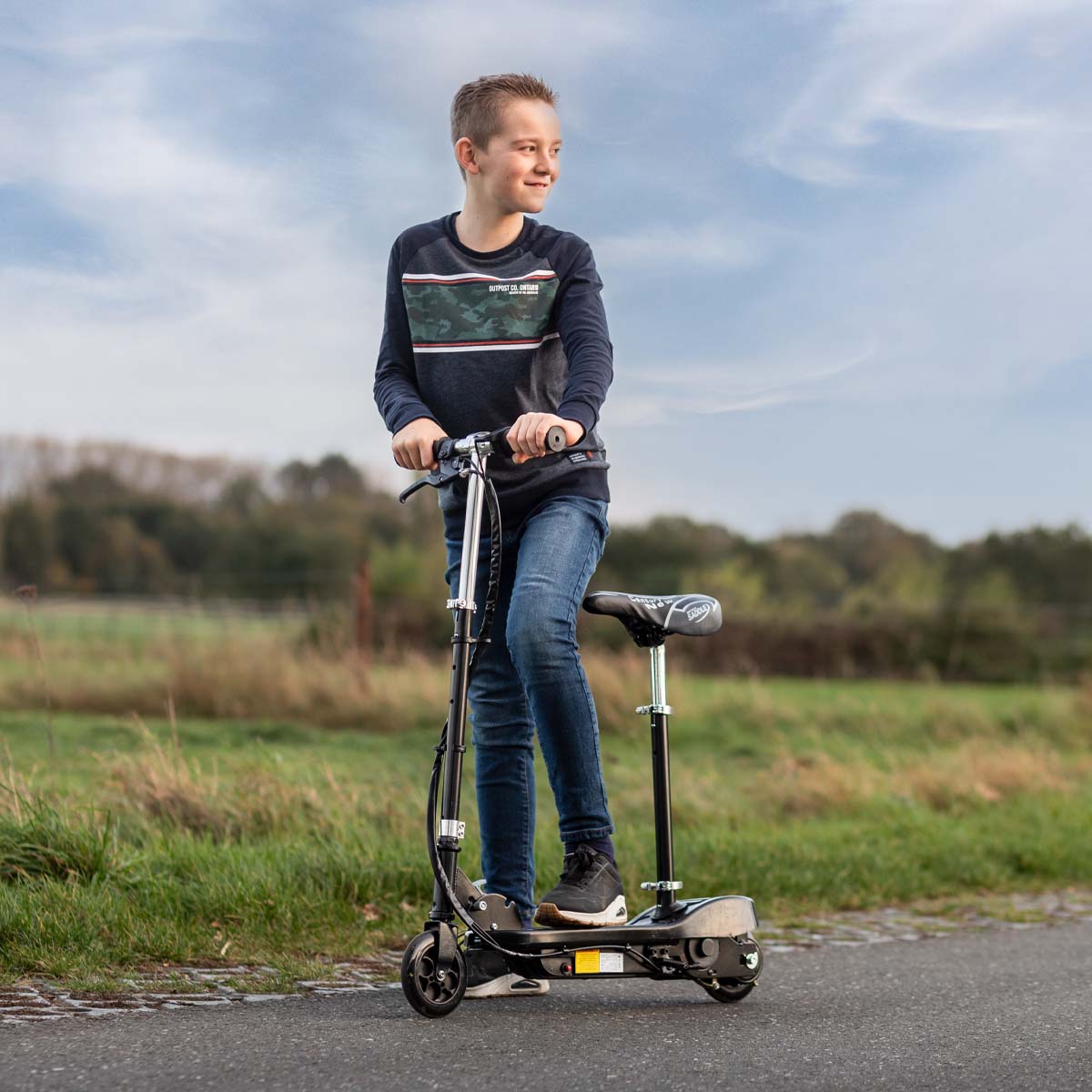 BluMill Kids Electric Scooter with Seat: Safe, Foldable, 7.5 MPH Top Speed