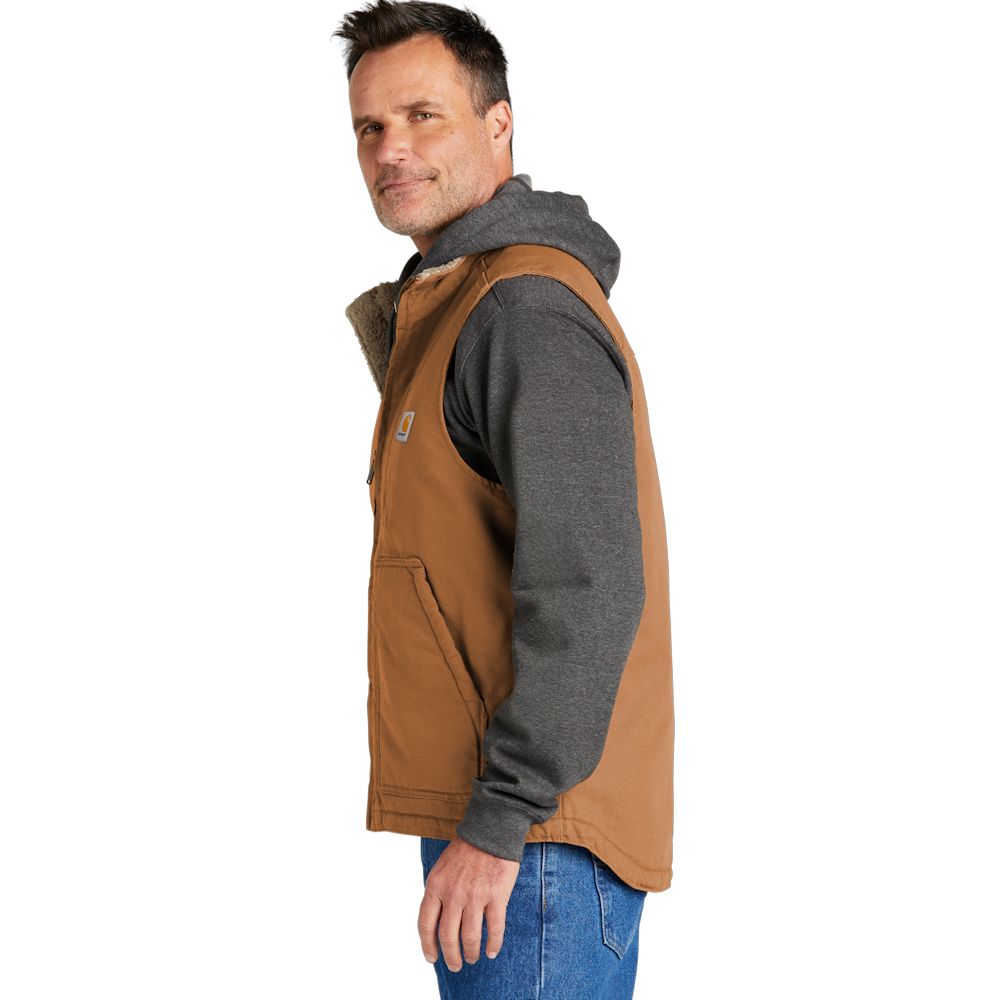 Carhartt Men's Sherpa-Lined Mock Neck Work Vest – Durable Warm Cotton Duck