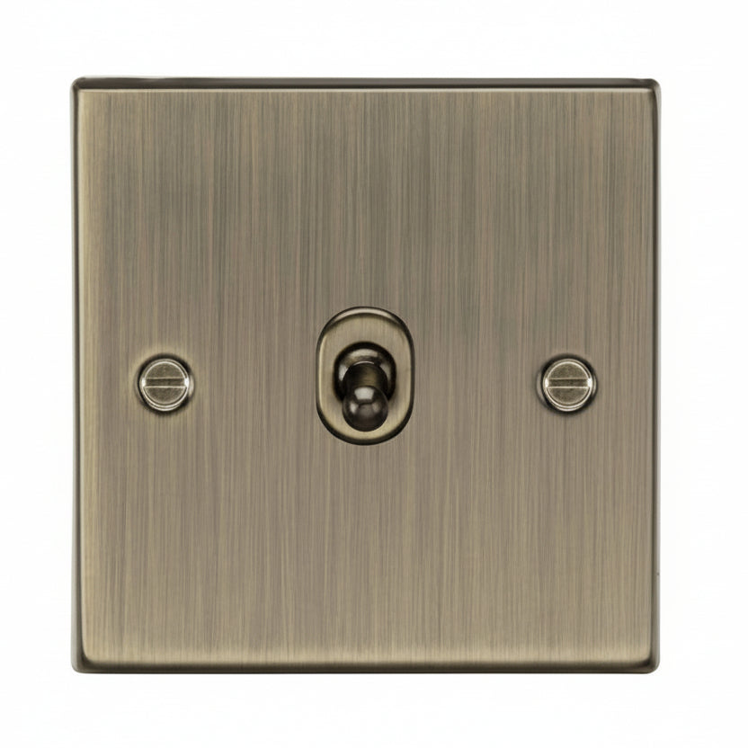 Knightsbridge 1 Gang 2 Way Toggle Switch Square Edge Antique Brass