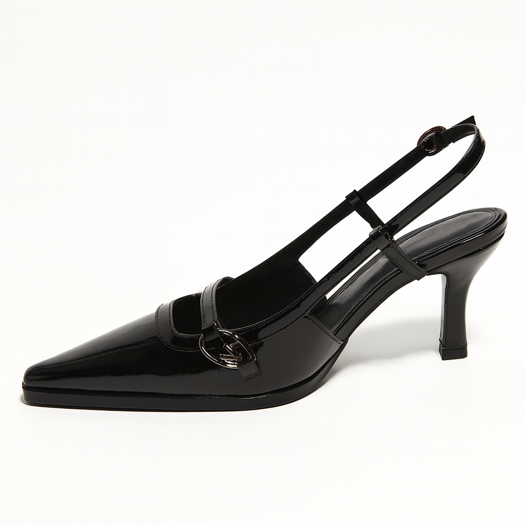 BERSHKA Buckle Detail Kitten Heel Shoes for Elegant Women