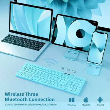 seenda Foldable Bluetooth Keyboard with Number Pad - Cyan - Gomix Brands Outlet