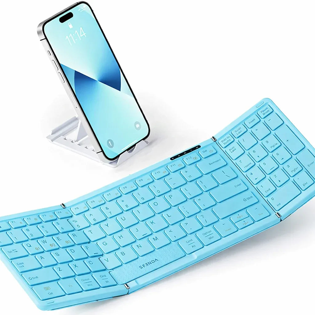 seenda Foldable Bluetooth Keyboard with Number Pad - Cyan - Gomix Brands Outlet