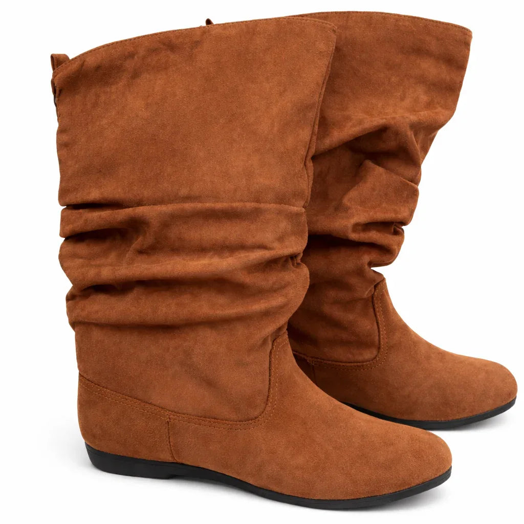AZ Kasper Women's Brown Slouch Mid-Calf Fashion Boots - Gomix Brands Outlet