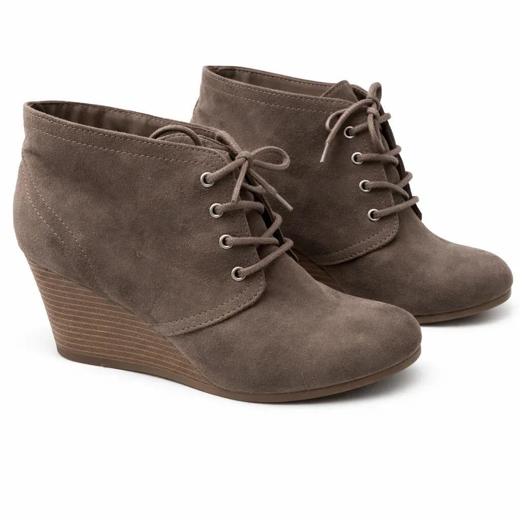 Arizona Women's Lawrence Booties Wedge Heel Taupe - Gomix Brands Outlet