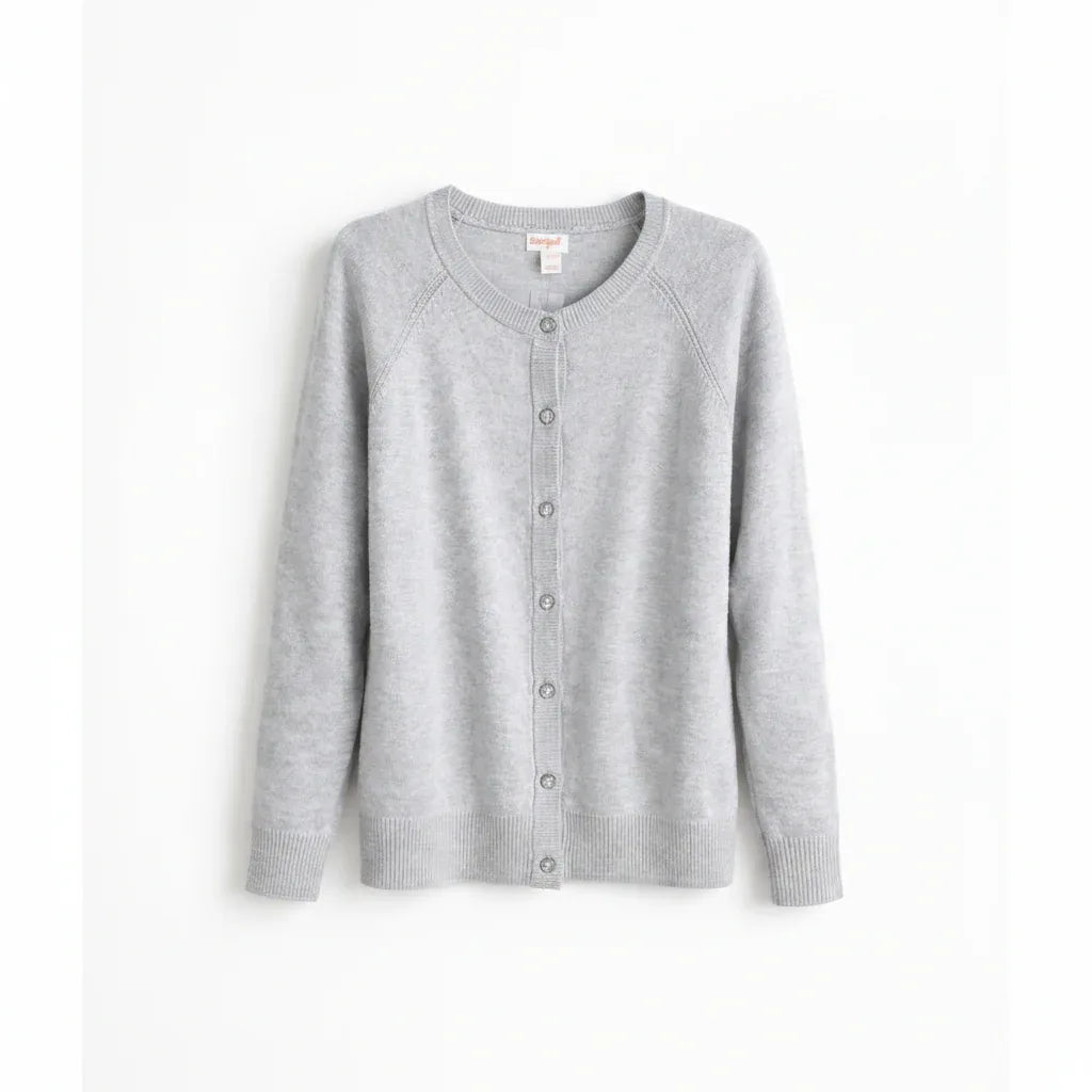 Gray Button-Down Cardigan for Girls – Soft Cotton-Viscose Blend - Gomix Brands Outlet