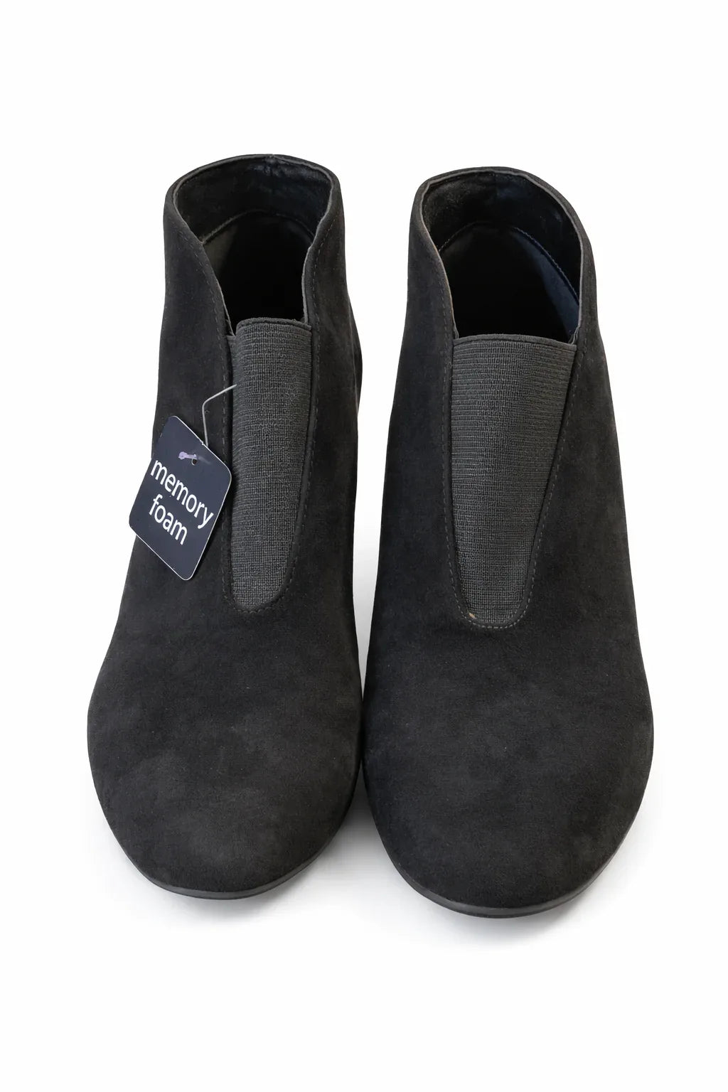 East 5th Quintella Black Faux Suede Block Heel Ankle Boots - Gomix Brands Outlet