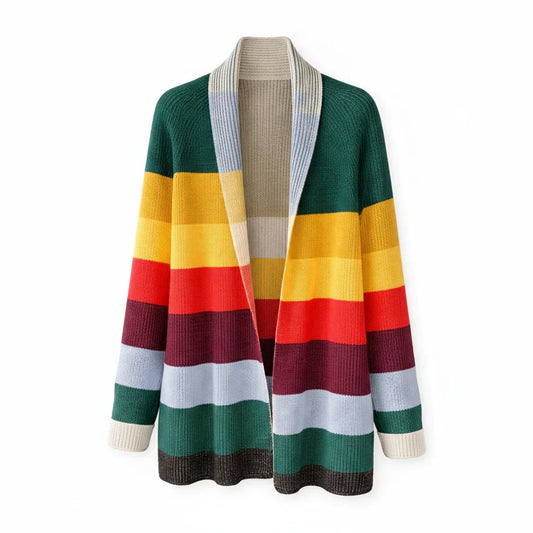 Lands End Rainbow Striped Open Cardigan 100% Cotton - Gomix Brands Outlet