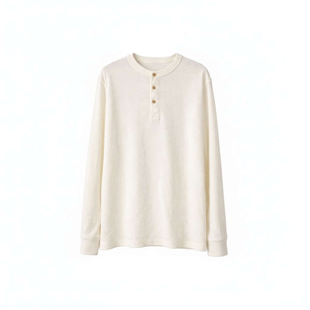 Goodfellow & Co Men's White Feather Long Sleeve Textured Henley Shirt