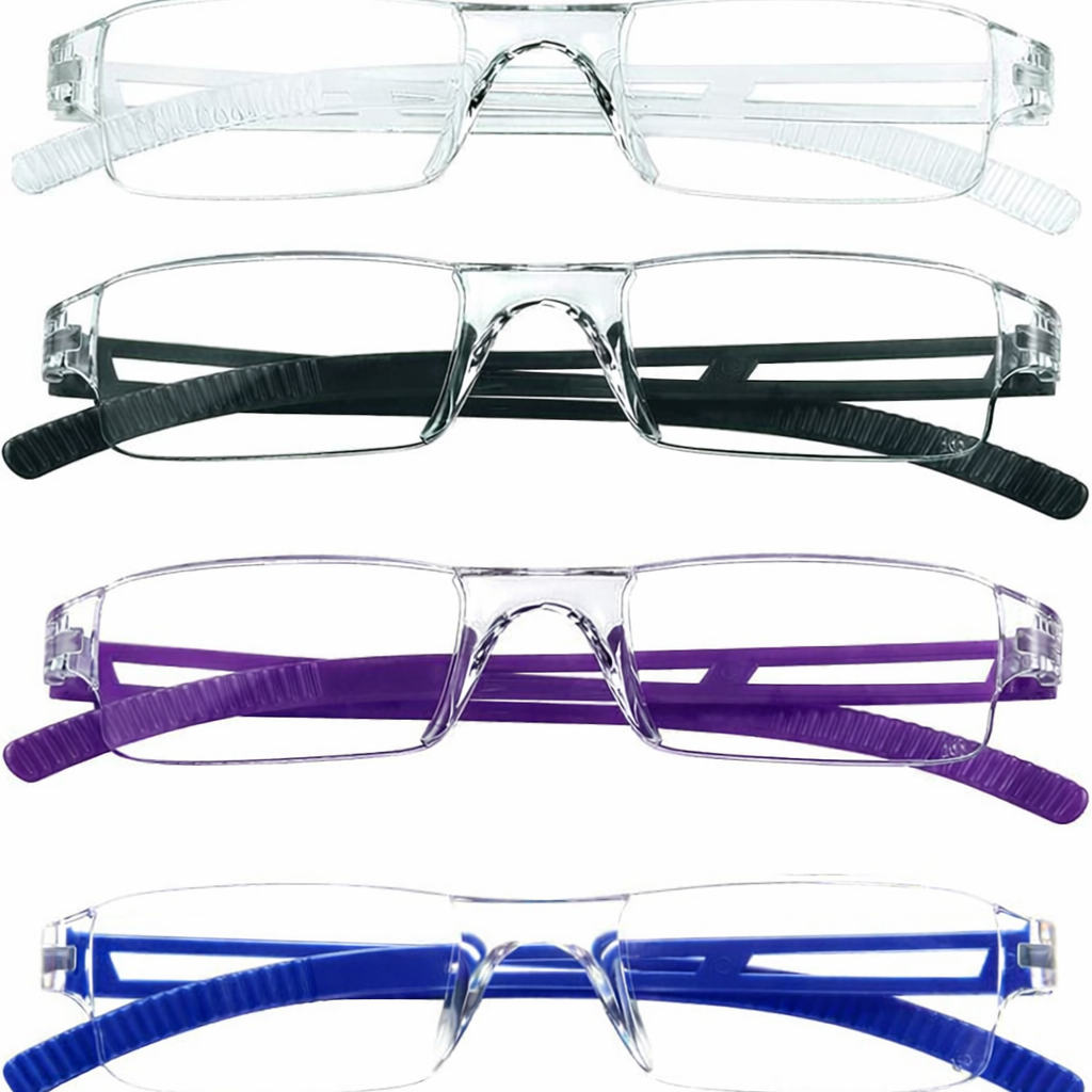 4 Pack Lightweight Reading Glasses for Mens Womens - Anti Blue light Computer Glasses with Clear Lens