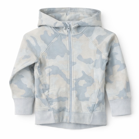 All in Motion Girls Blue Camo Light Fleeced Hoodie With Thumbholes