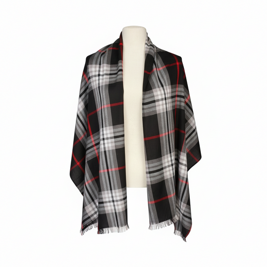 V.FRAAS Lightweight Women's Scarf Black Red and White Polyester