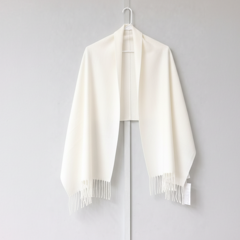 Liz Claiborne White Crema Rayon Blend Long Fringed Scarf One Size