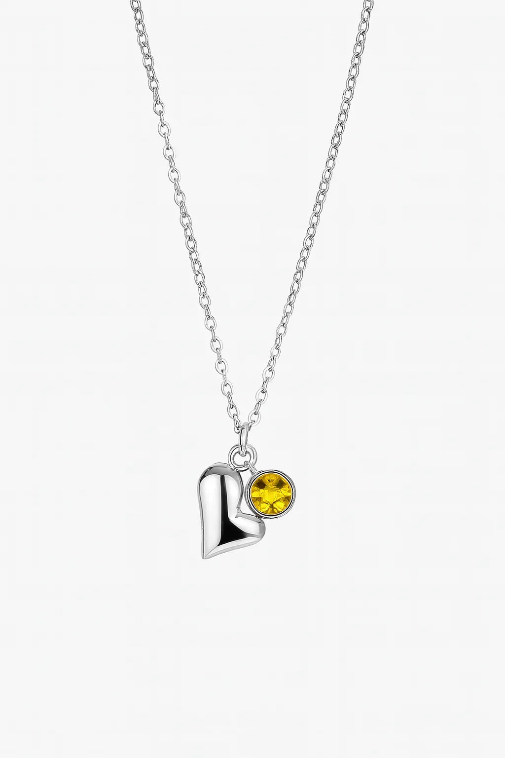Silver Heart Necklace with Yellow Crystal Charm - Gomix Brands Outlet