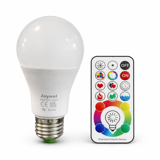 Jayool Smart RGB LED Light Bulb with Remote – Color Changing E27 LED Lamp