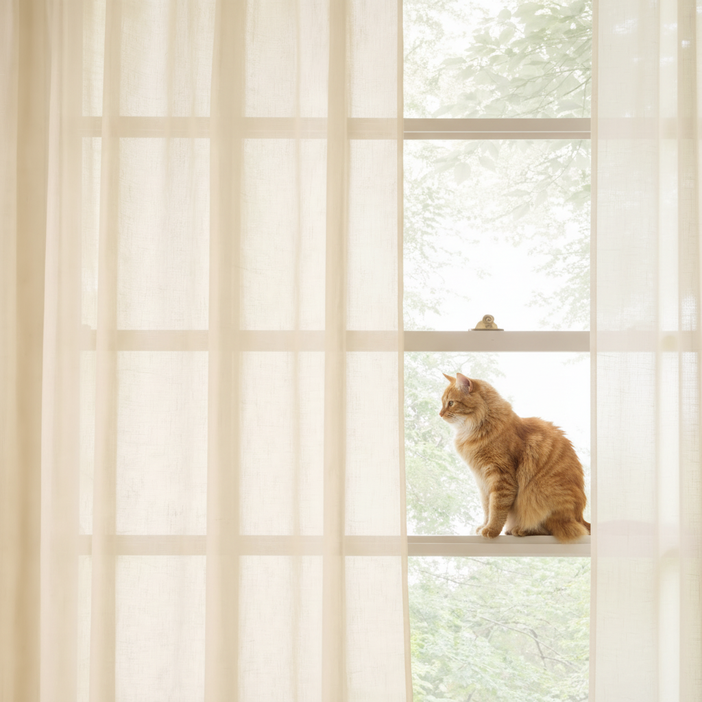 Curtain Linen Sheer Curtains for Living Room - 1Piece