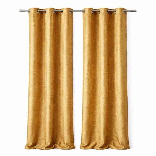 Elegant velvet Golden Pair of Curtains for Home Décor