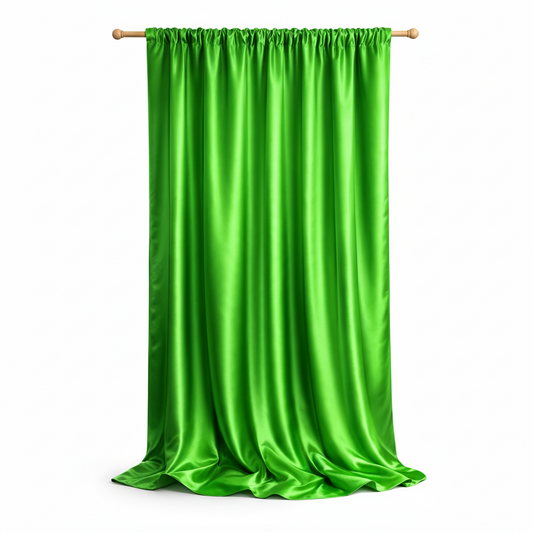 Emerald Green Satin Curtain – Rod Pocket Style