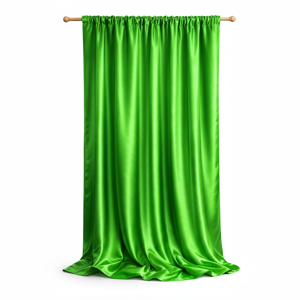 Emerald Green Satin Curtain – Rod Pocket Style