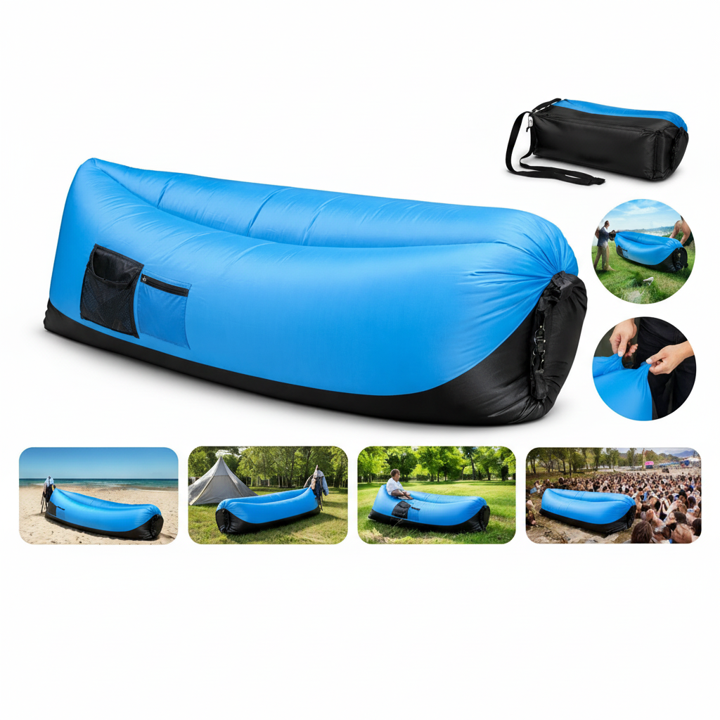 Iregro Inflatable Lounger Portable Waterproof Anti‑Air‑Leaking Couch Hammock