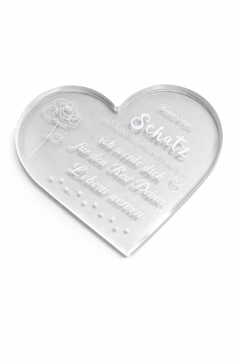 Heart-Shaped Acrylic Keepsake Plaque – Transparent Sister Gift (In German)