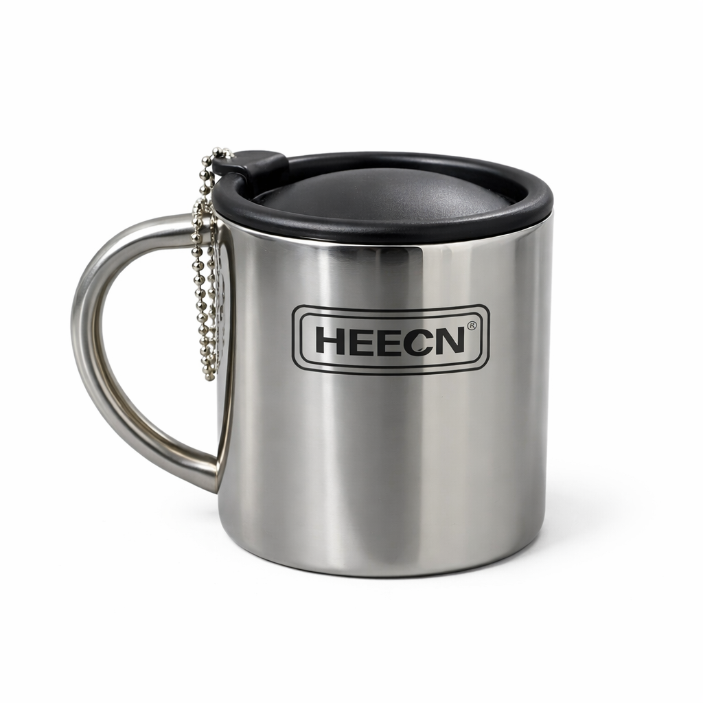 HEECN camping Cup with Lid and Carabiner Stainless Steel Thermal Mug Outdoor