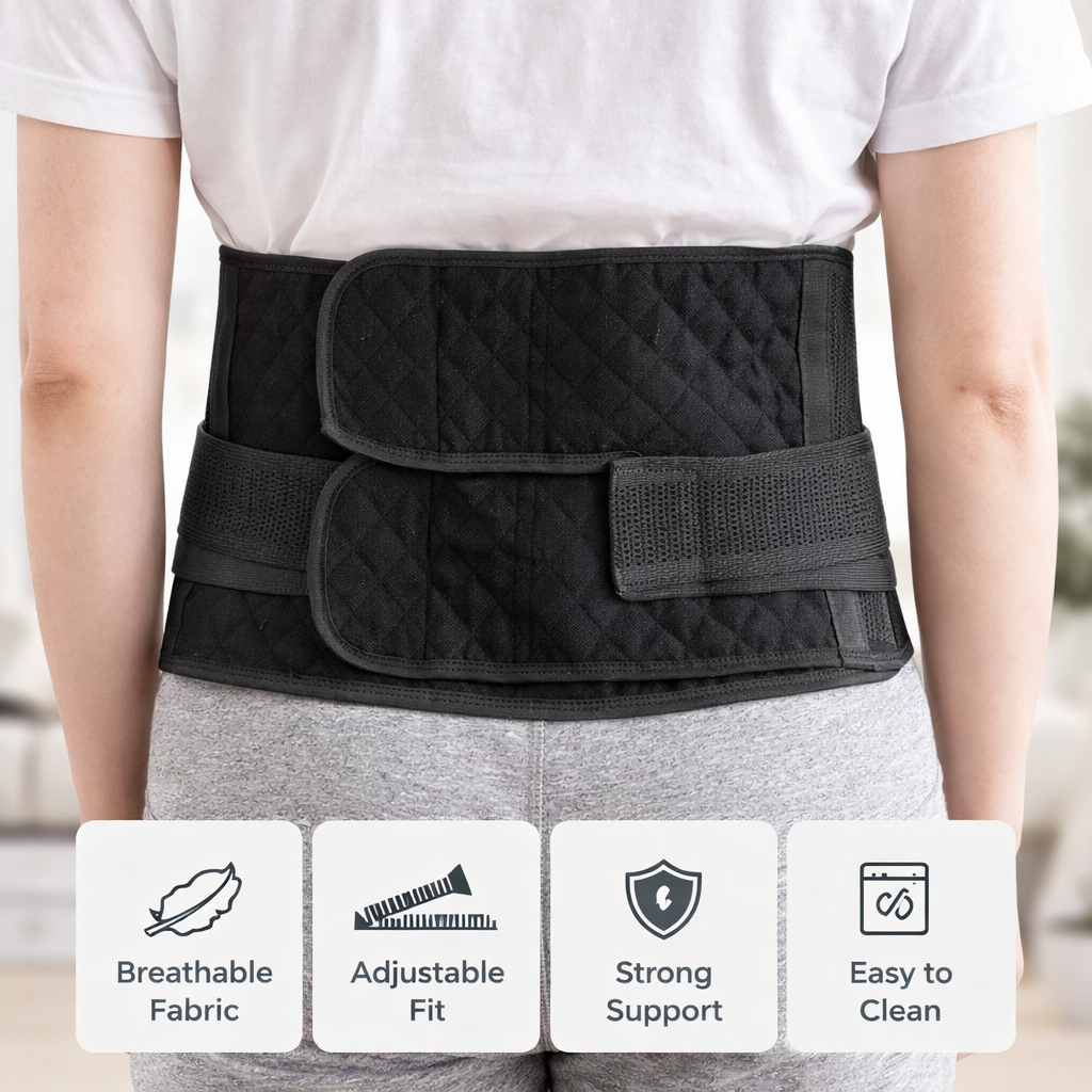 Adjustable Black Lumbar Support Belt for Lower Back Pain Relief