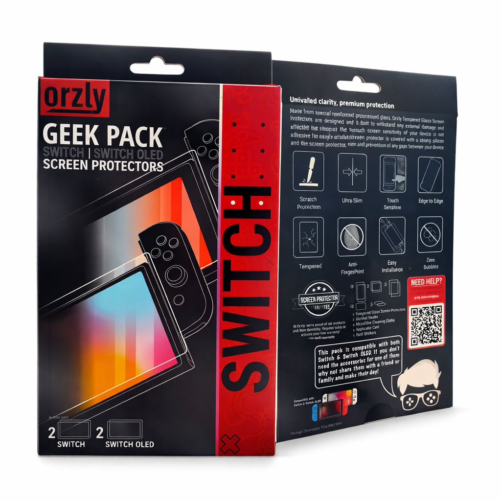orzly GEEK PACK SWITCH|SWITCH OLED Screen Protectors