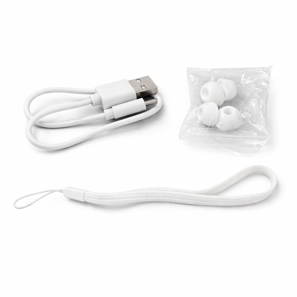 White USB Charging Cable with Earphone Accessories
