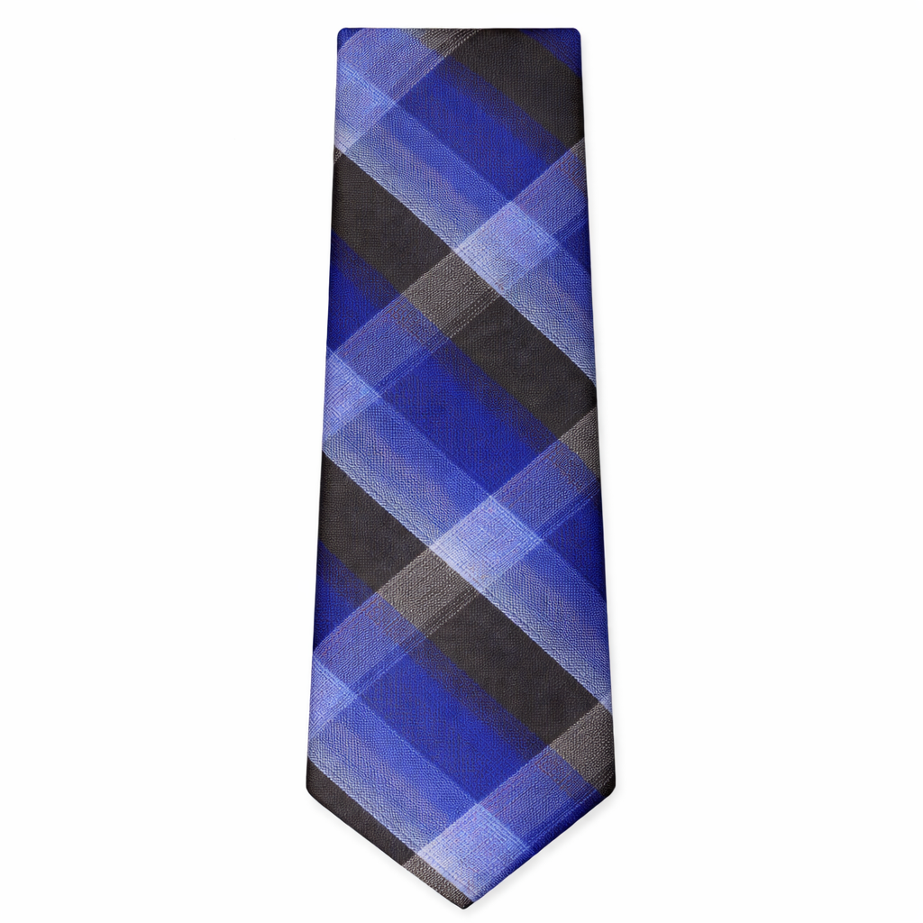 J.Ferrar Plaid Tie Extra Long in Blue and Gray