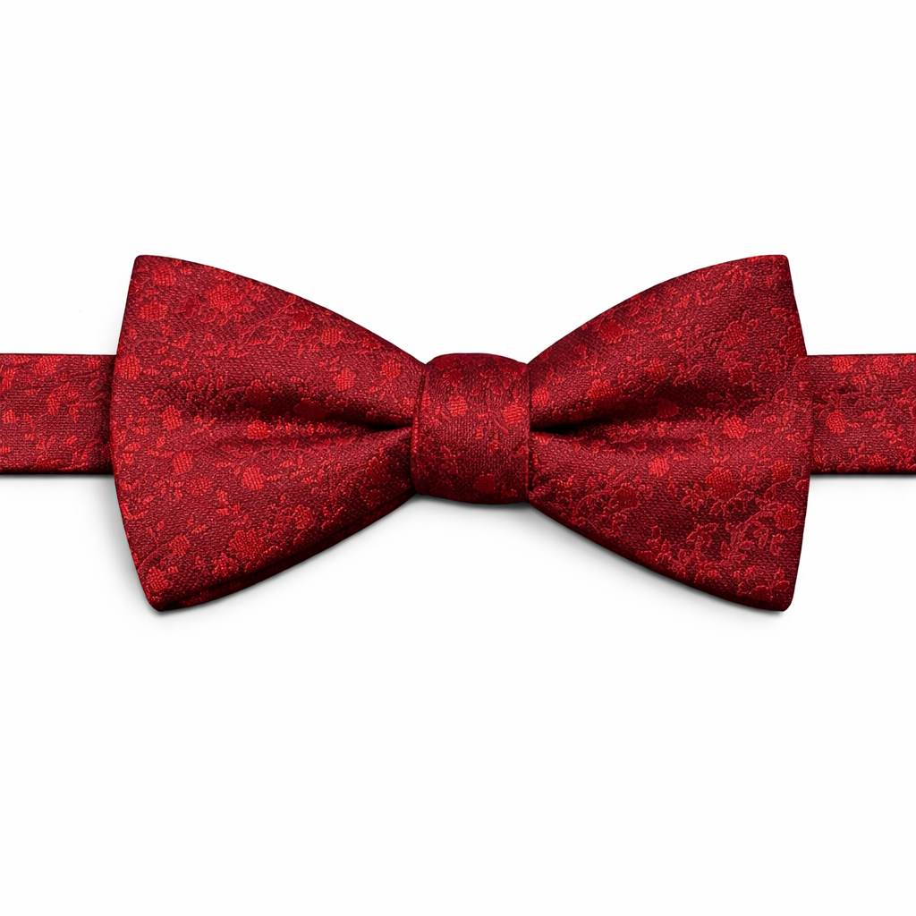 J.Ferrar Red Floral Pattern Pre-Tied Bow Tie