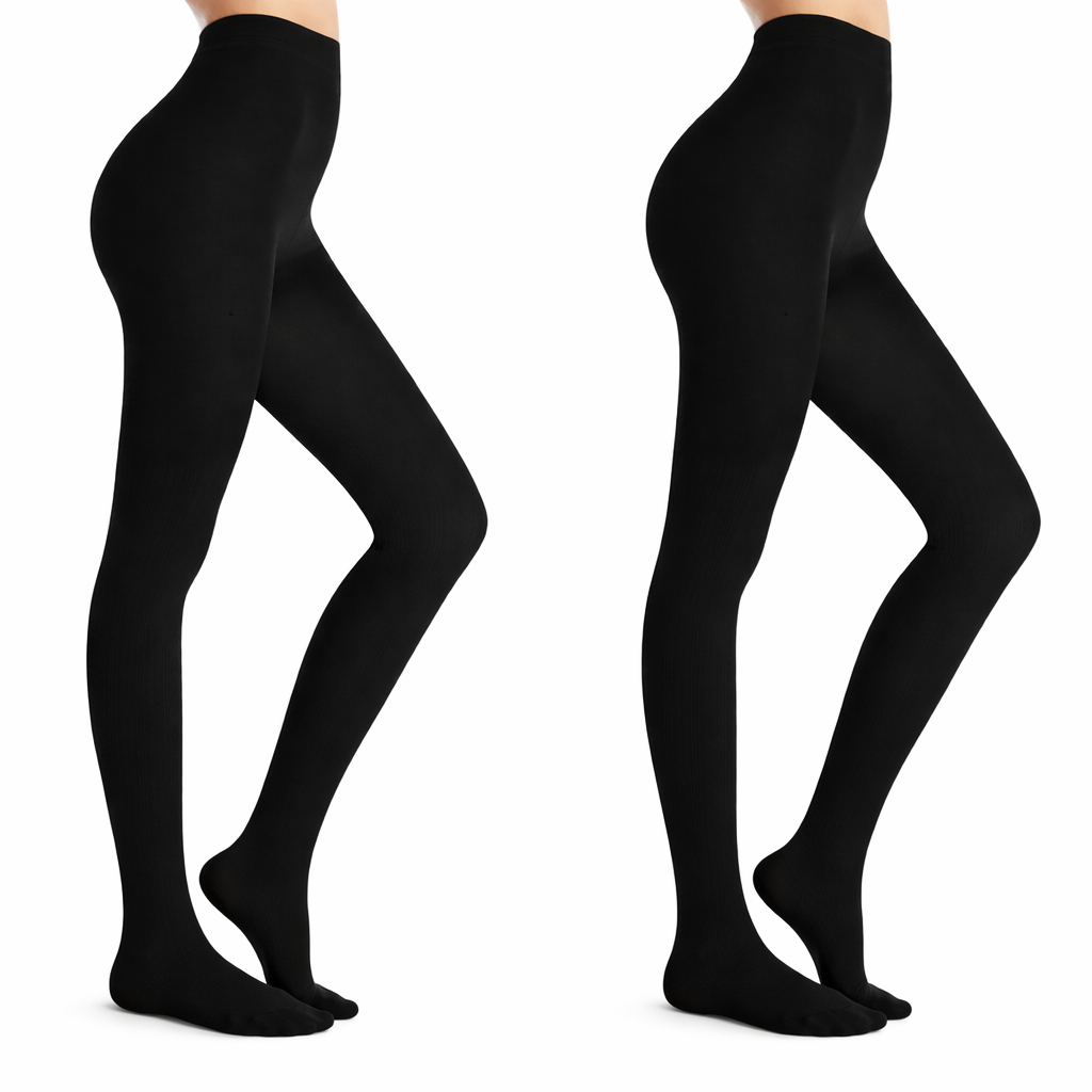 HA WA Women's Cable Stripe Opaque Fleece-Lined Tights