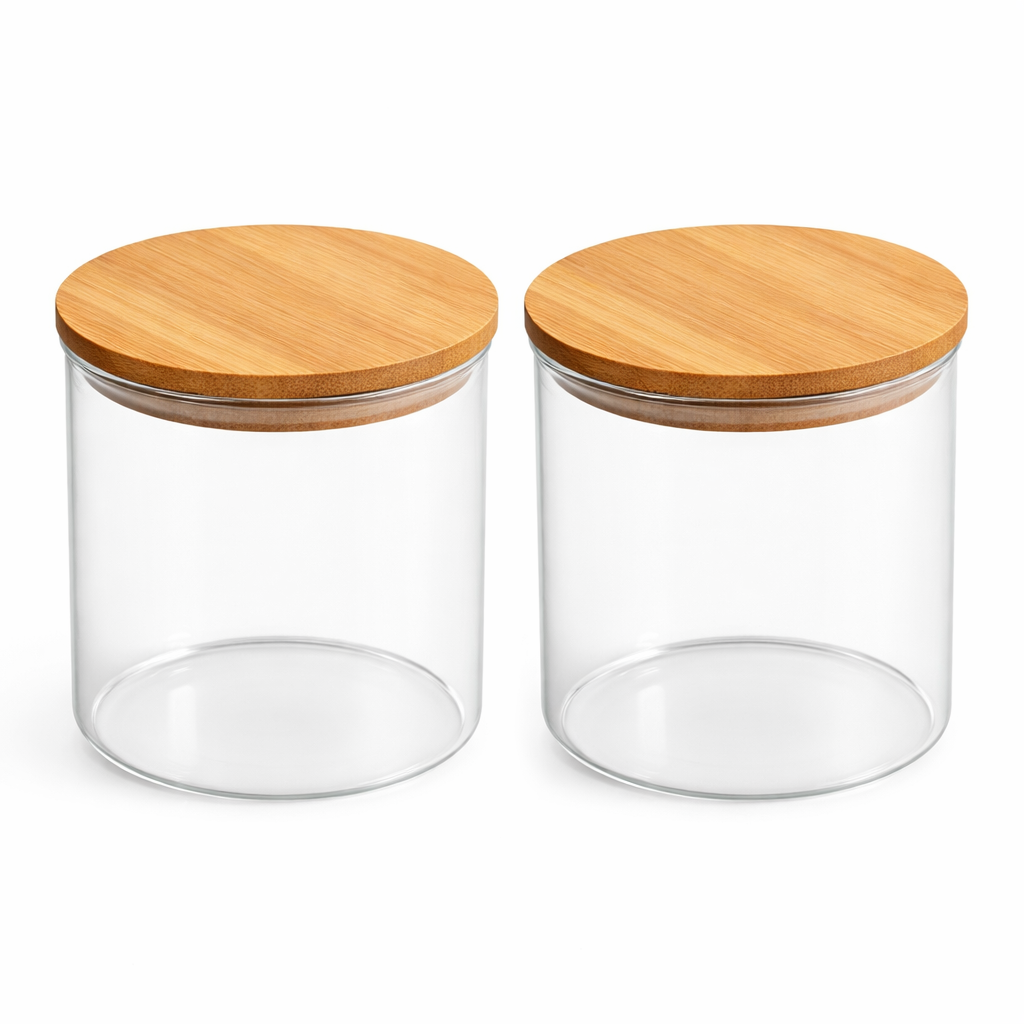 Glass Storage Jars with Bamboo Lids