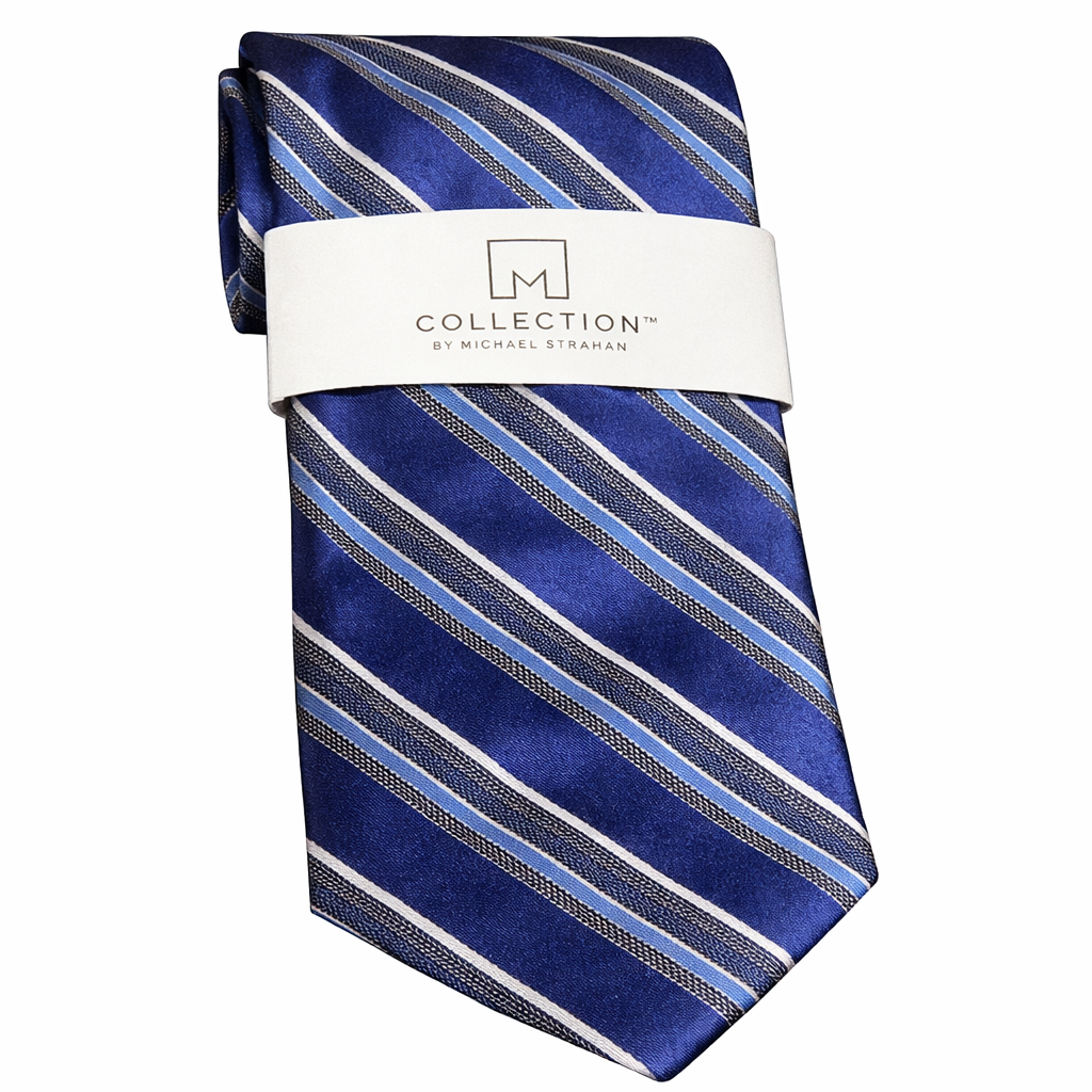M Collection By Michael Strahan Shades Of Blue Diagonal Striped Necktie