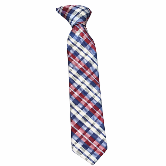 JCPenney Boys Plaid Necktie – Classic Red & Blue Kids Tie