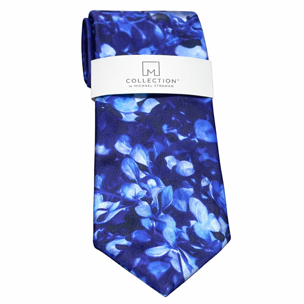 M Collection by Michael Strahan Blue Floral Slim Necktie – Men’s Designer Tie