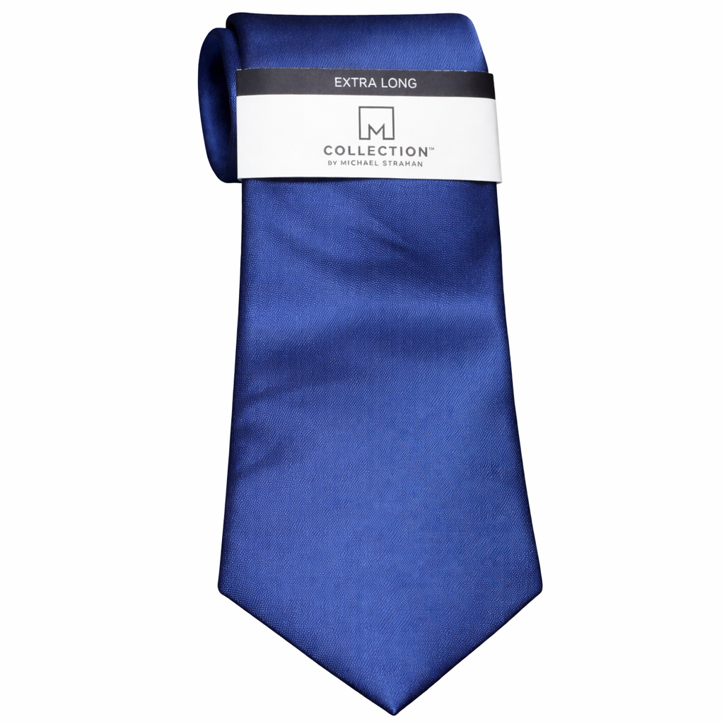 M Collection by Michael Strahan Extra-Long Solid Blue Necktie – Men’s Tie