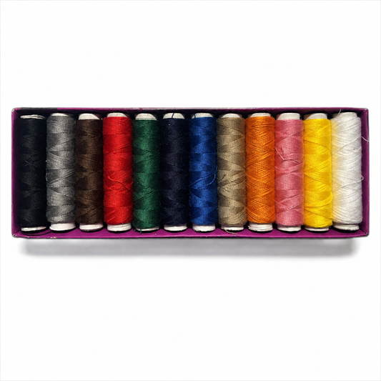 Crelando Thread Set 12 Spools 50 m Colorful Sewing Threads Ne 40/2
