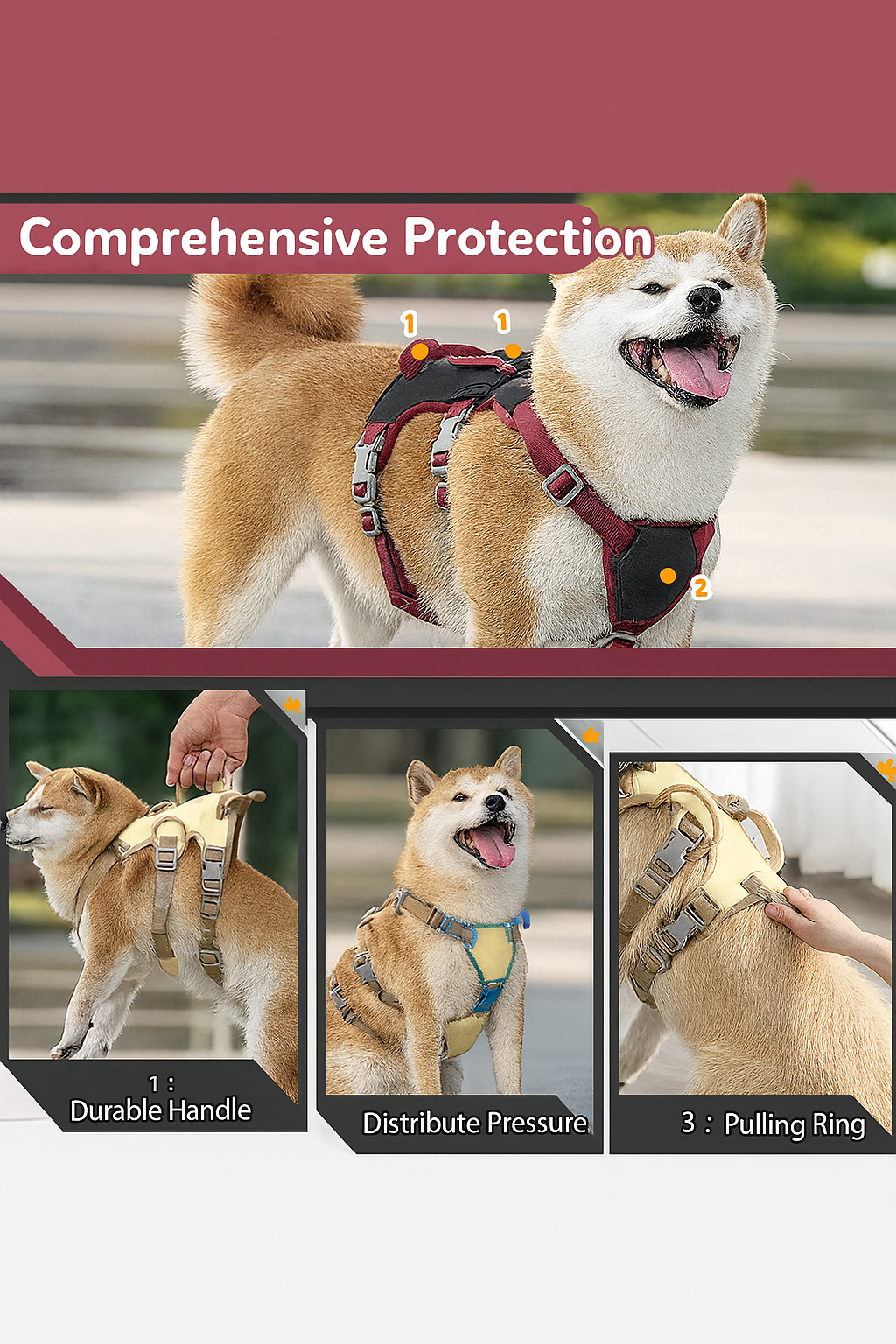 Multi-Purpose Dog Harness Leash Set, Escape Proof, Anti-Pull Design, Safety