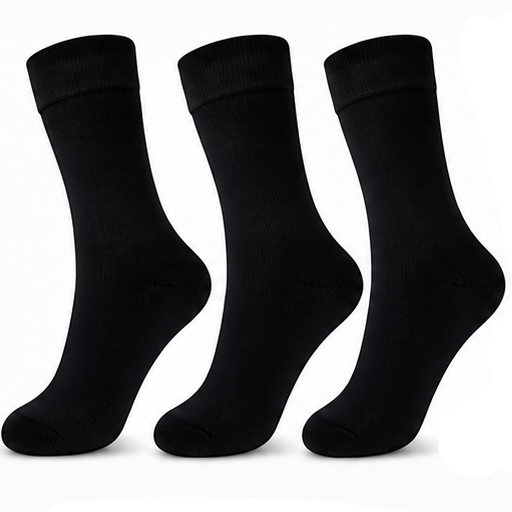 3 Pairs Black Crew Socks