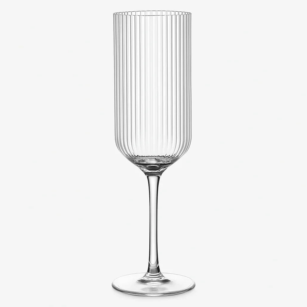 Mikasa Art Deco Ridged Crystal Flutes Glasses Set,2-Piece, Gold Rims - Gomix Brands Outlet