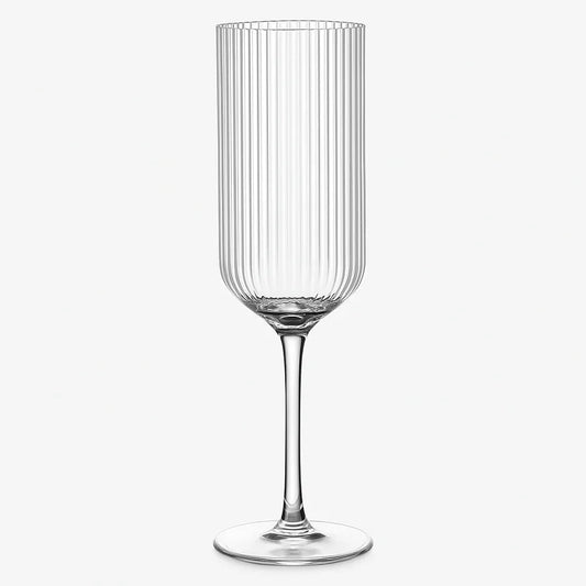 Mikasa Art Deco Ridged Crystal Flutes Glasses Set,2-Piece, Gold Rims - Gomix Brands Outlet