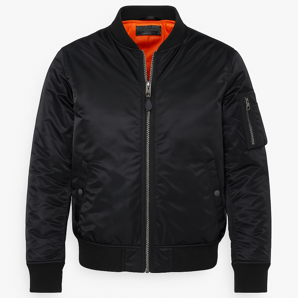 Schott Airforcers MA-1 Recycled Nylon Bomber Jacket - Slim Fit, Army Green