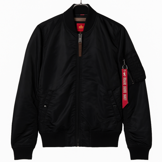 Alpha Industries Men's Black Polyester Hooded MA-1 Bomber Jacket New