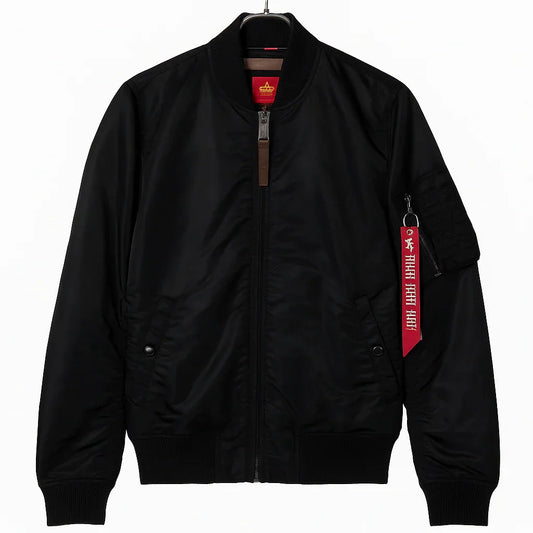 Alpha Industries Men's Black Polyester Hooded MA-1 Bomber Jacket New - Gomix Brands Outlet