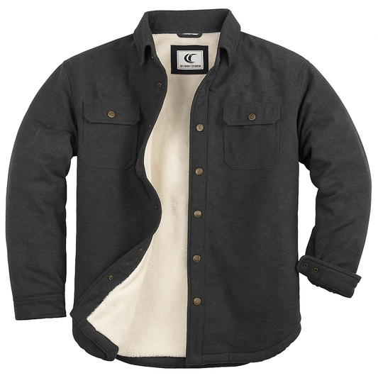 Navy Blue Sherpa-Lined Flannel Jacket for Men 2X Large